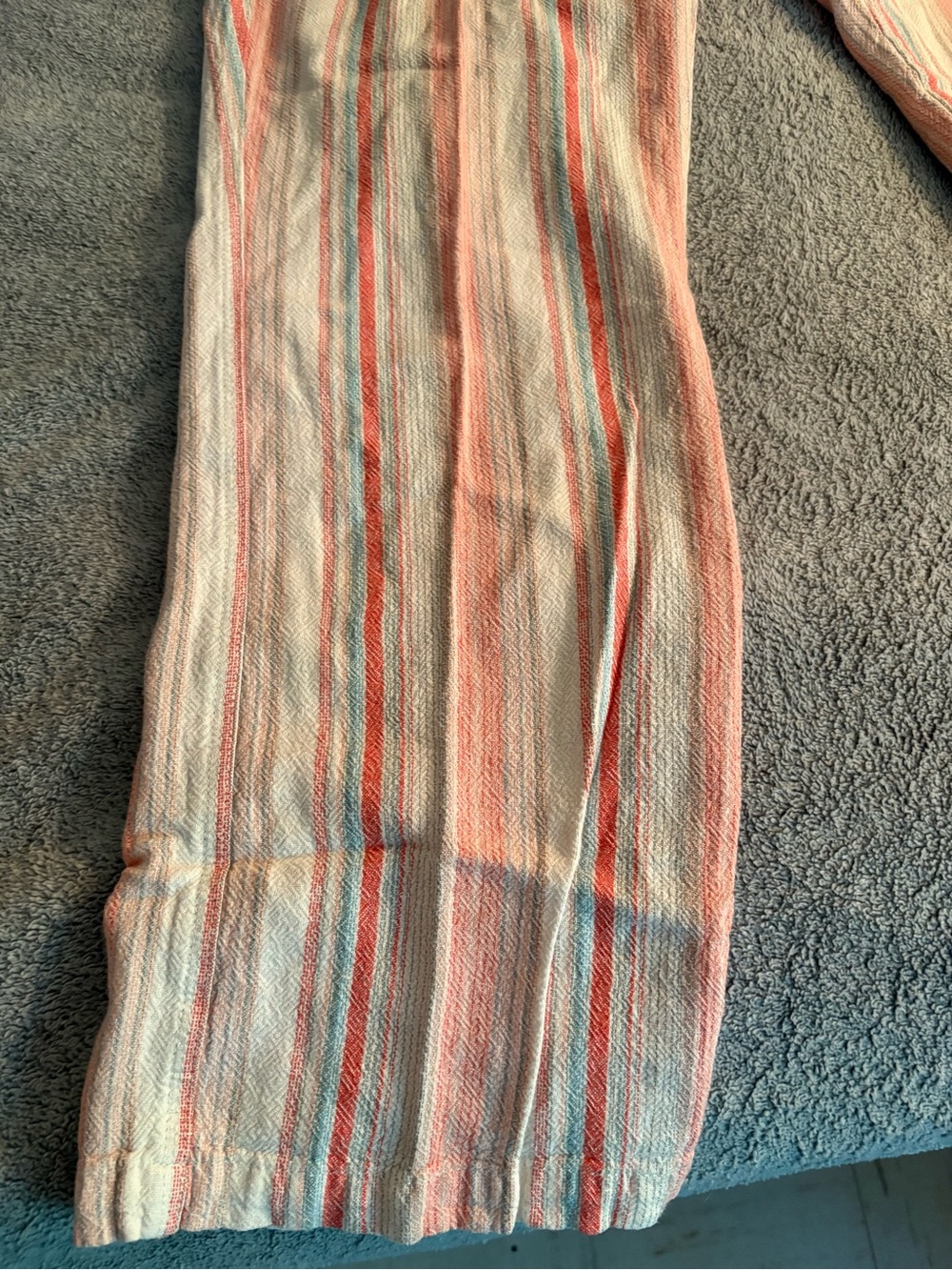 Per Se Striped Linen Blend Wide Leg Pants Medium Beachy Coastal Coral Boho - Picture 2 of 10